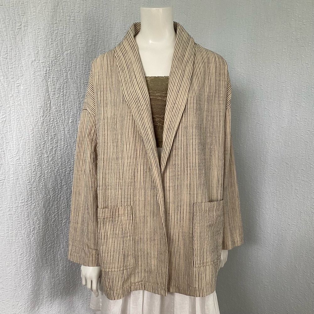 Eileen Fisher  Cotton Oversized Striped Blazer Size Small Medium